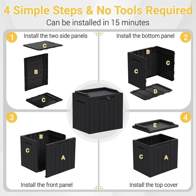 Weatherproof Resin Deck Box Outdoor Storage Lockable Multi-Purpose Organizer New