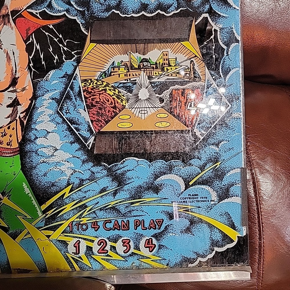 Williams Flash Pinball Machine Game Backglass ORIGINAL