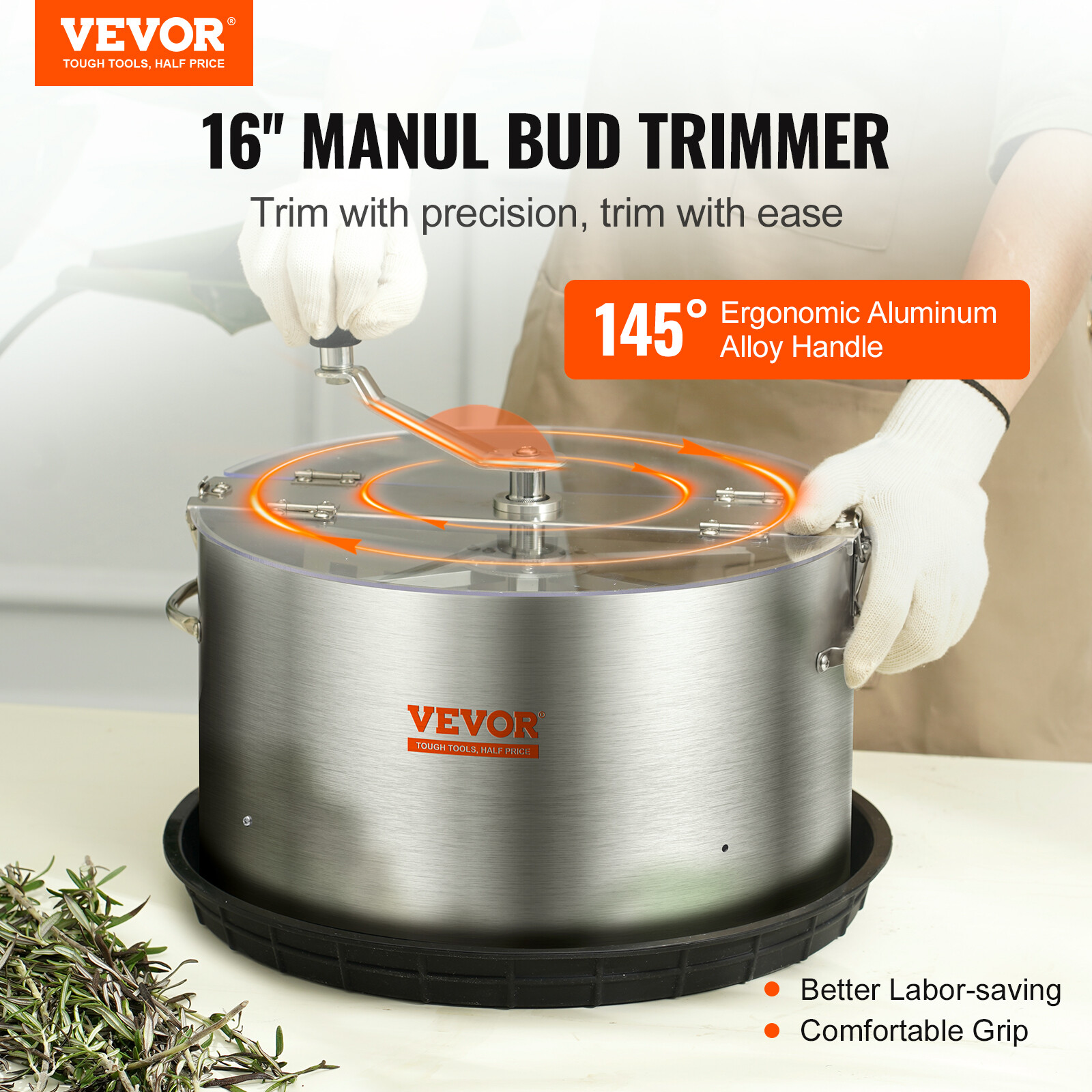 VEVOR Bud Leaf Trimmer 16 inch Stainless Steel Manual Bud Trimmer Machine