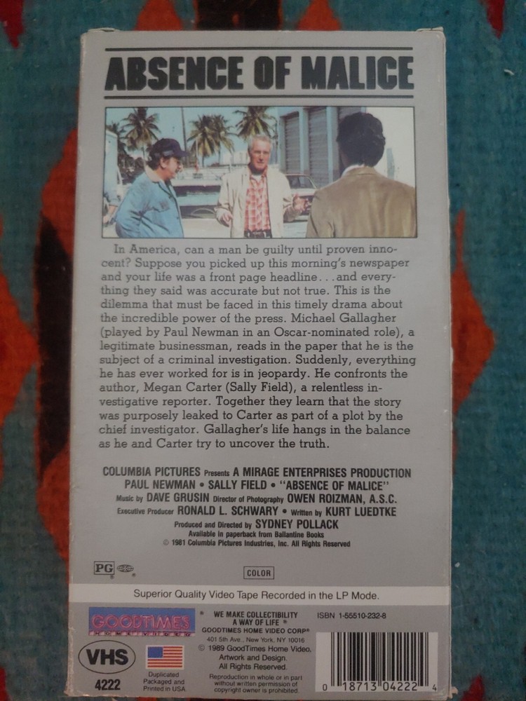 Absence of Malice (VHS) 1981