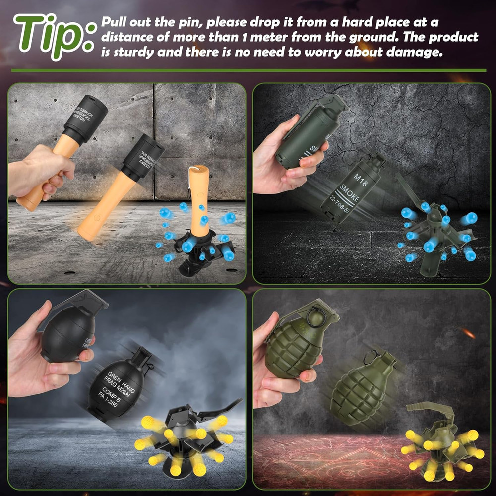 Tactical Toy-Grenade for CS Battle Game,2Pcs Fall Resistant Refillable Fun Impac