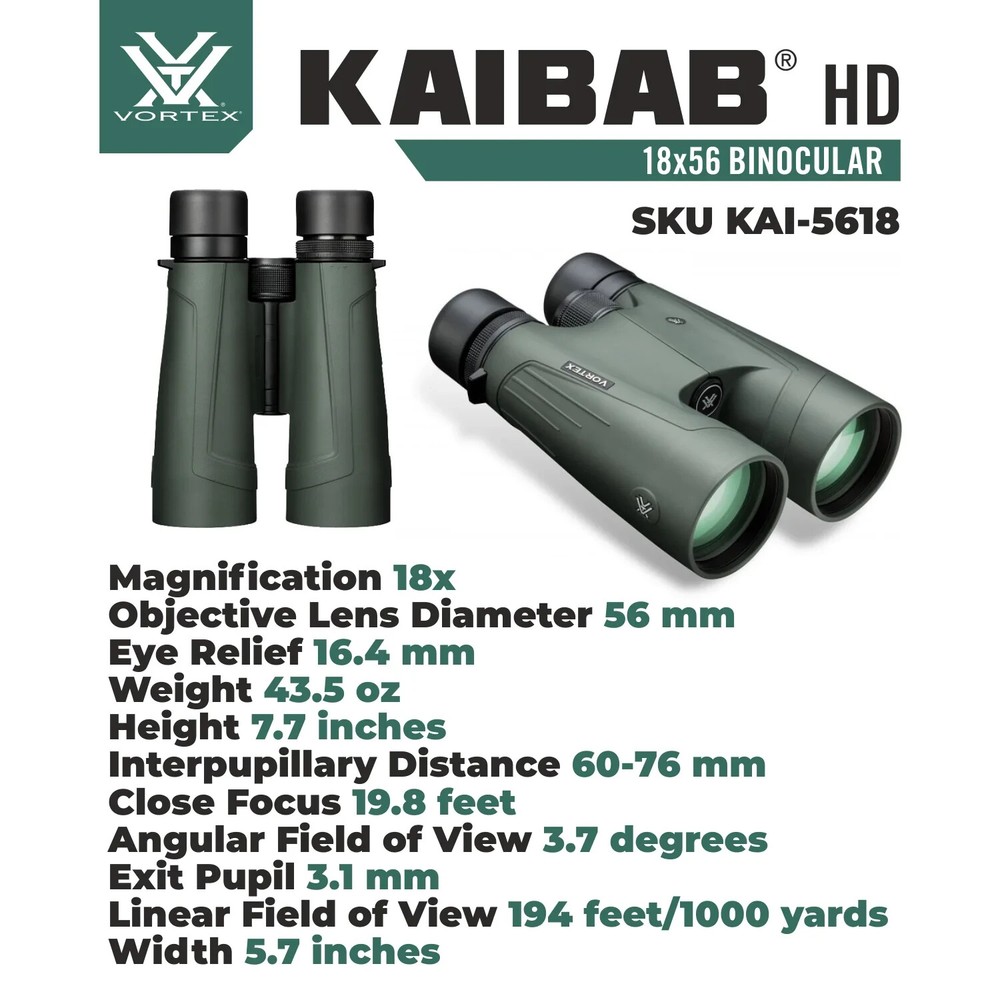 Vortex Optics Kaibab HD 18x56 Binocular KAI-5618
