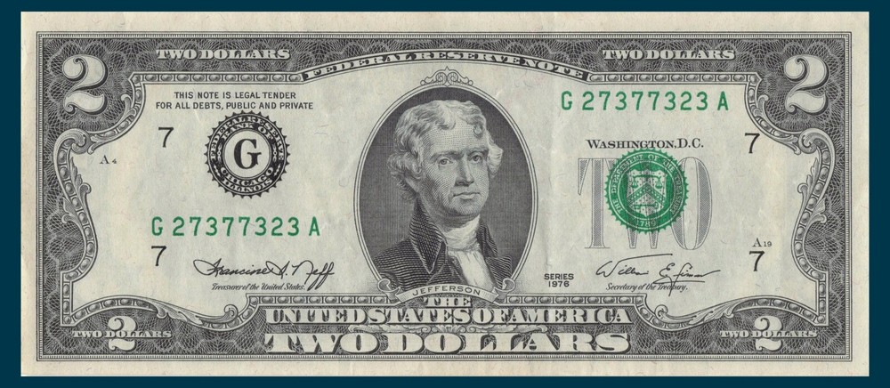 High Treasury Seal Error 1976 Third Print Shift Error Two$ Bill Trinary Alterna