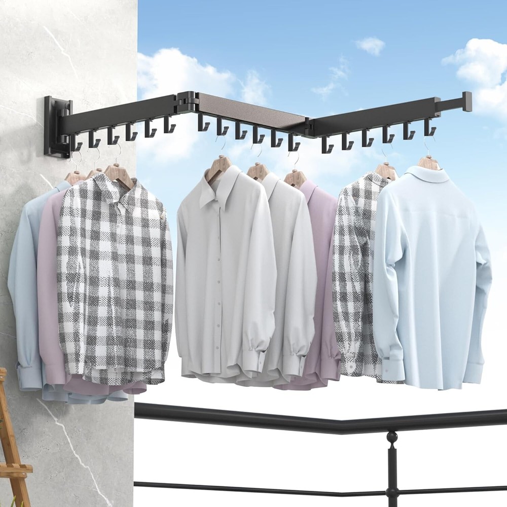 Collapsible Wall-Mounted Drying Rack - Space Saving Aluminum Laundry Solution