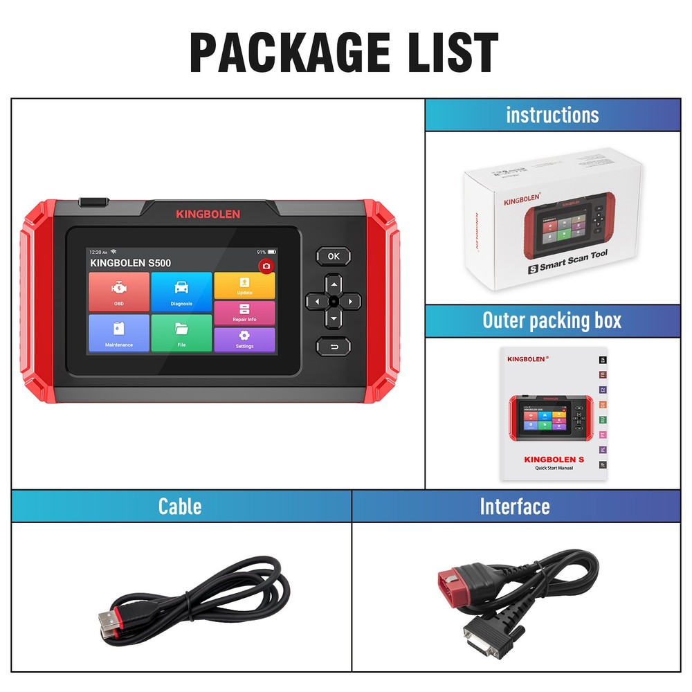 2026 KINGBOLEN S500 Car OBD2 Scanner Diagnostic Tool Engine ABS SRS Code Reader