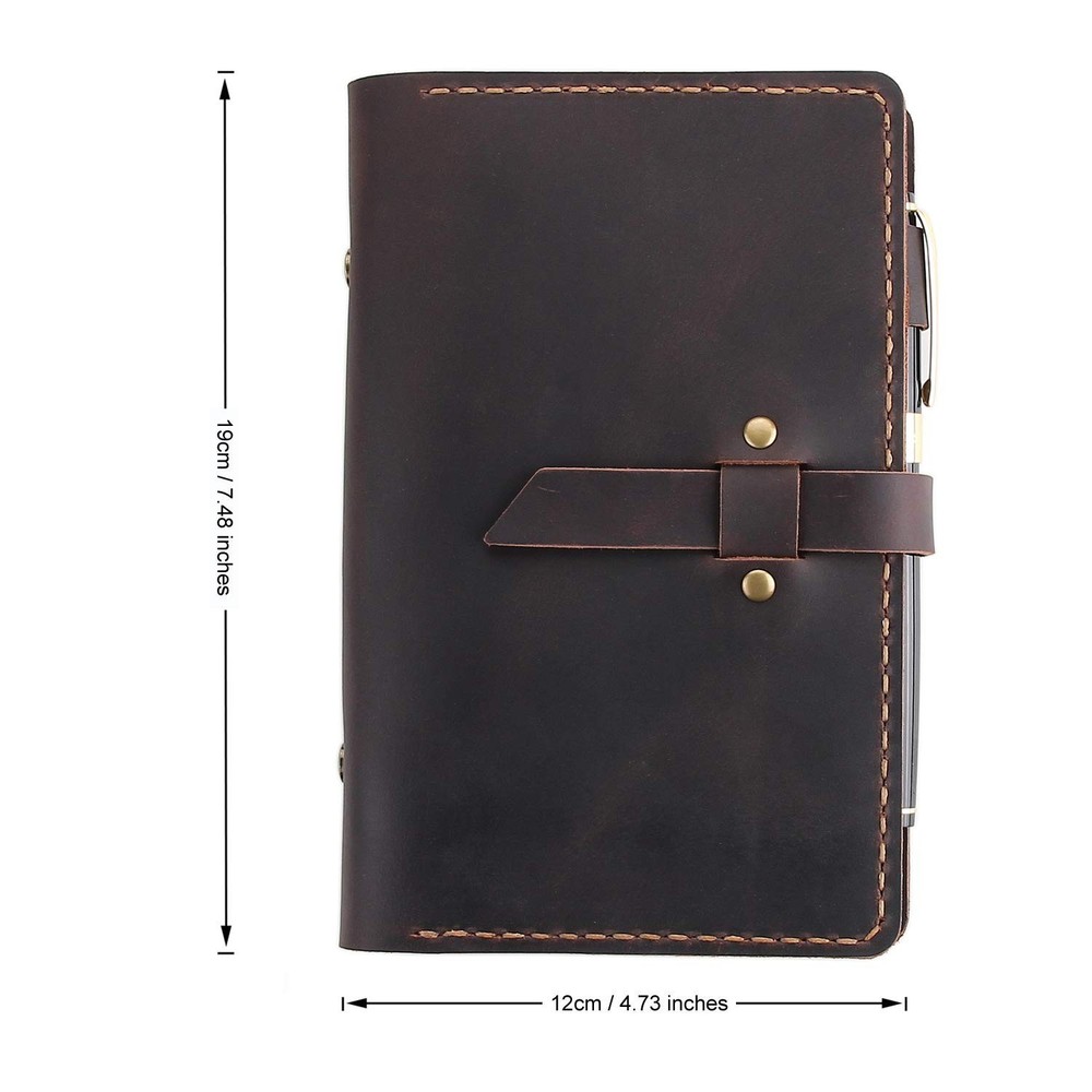 Genuine Leather Journal Writing Notebook, A6 Ring Binder Refillable Diary Not...