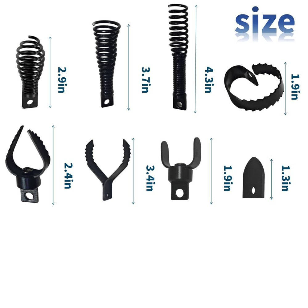 9 PCS Drain Snake Drill Attachment,Drain Cleaner Combination Cutter Head,Root...