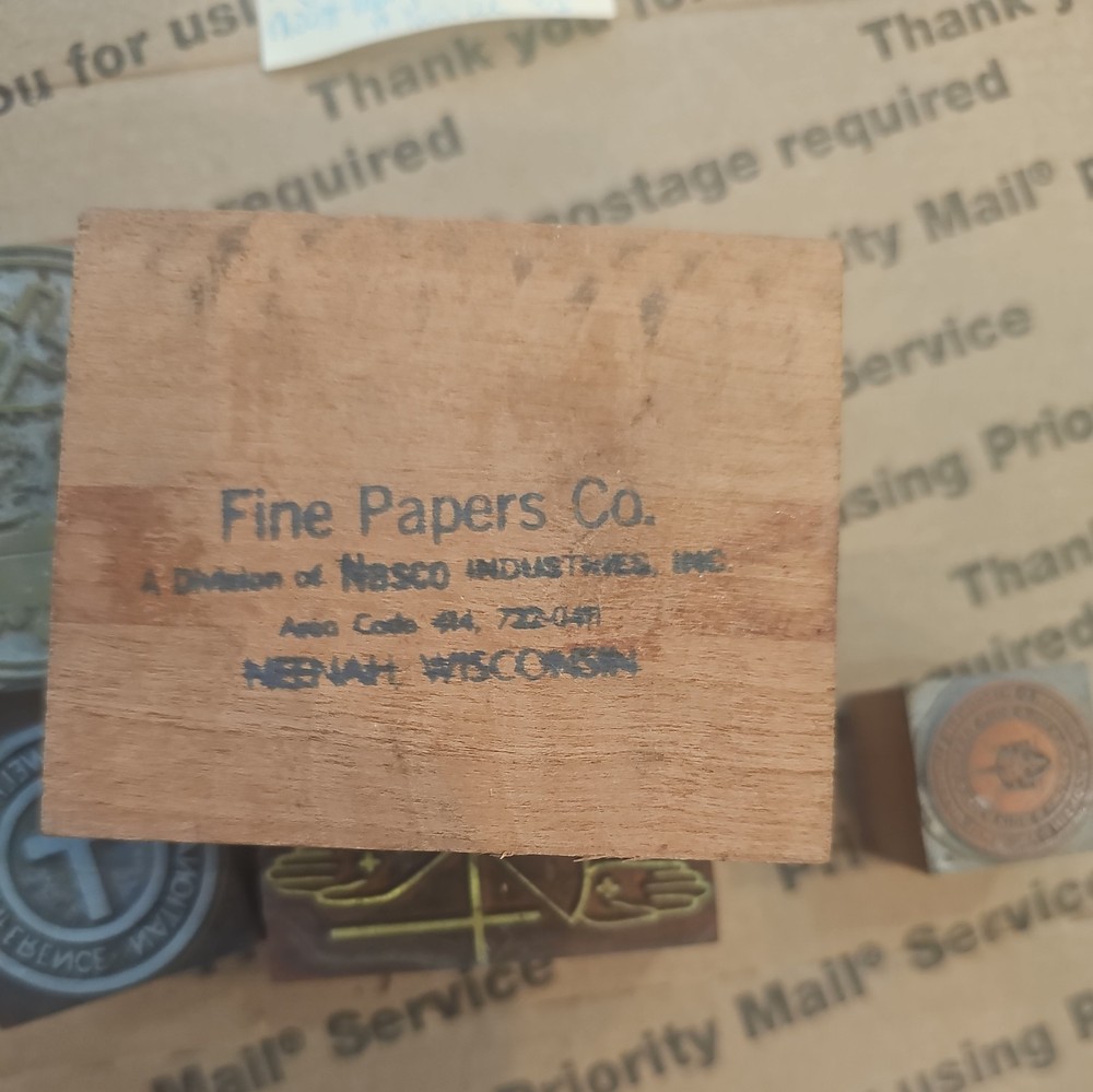 Vintage Letterpress Printer's Block Ad Print Emblem