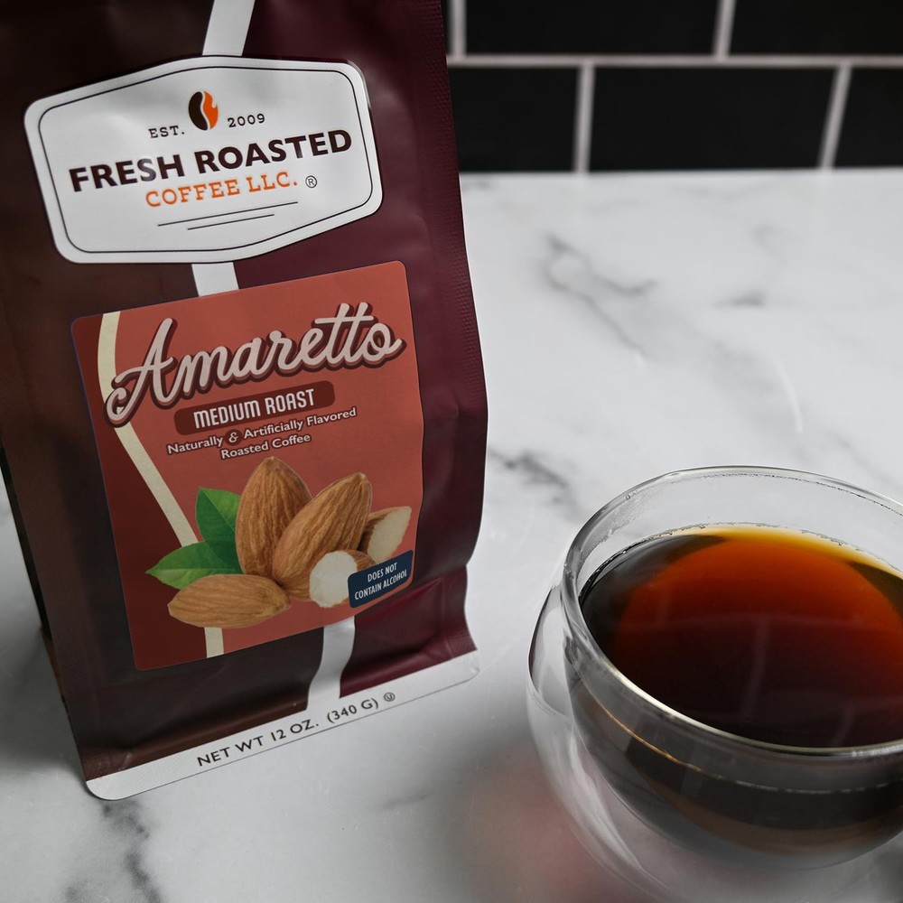 , Amaretto Flavored Coffee, 12 oz, Medium Roast, Kosher, Ground
