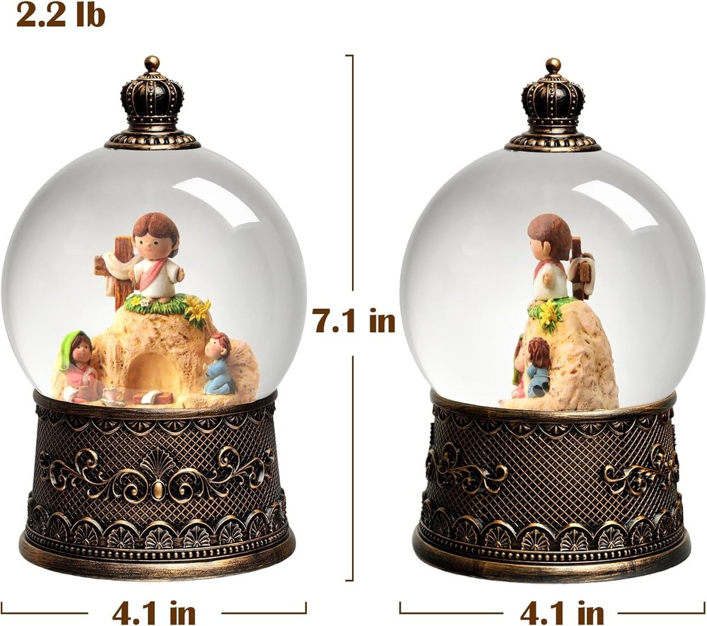 Elegant Empty Tomb Easter Snow Globe with 6H Timer – Christian Decor Gift