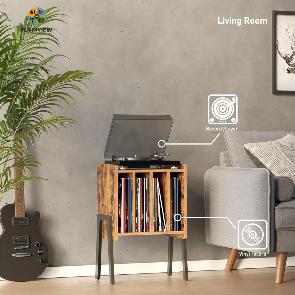 Record Player Stand, Record Storage Table, End Table with Vinyl Holder Display S