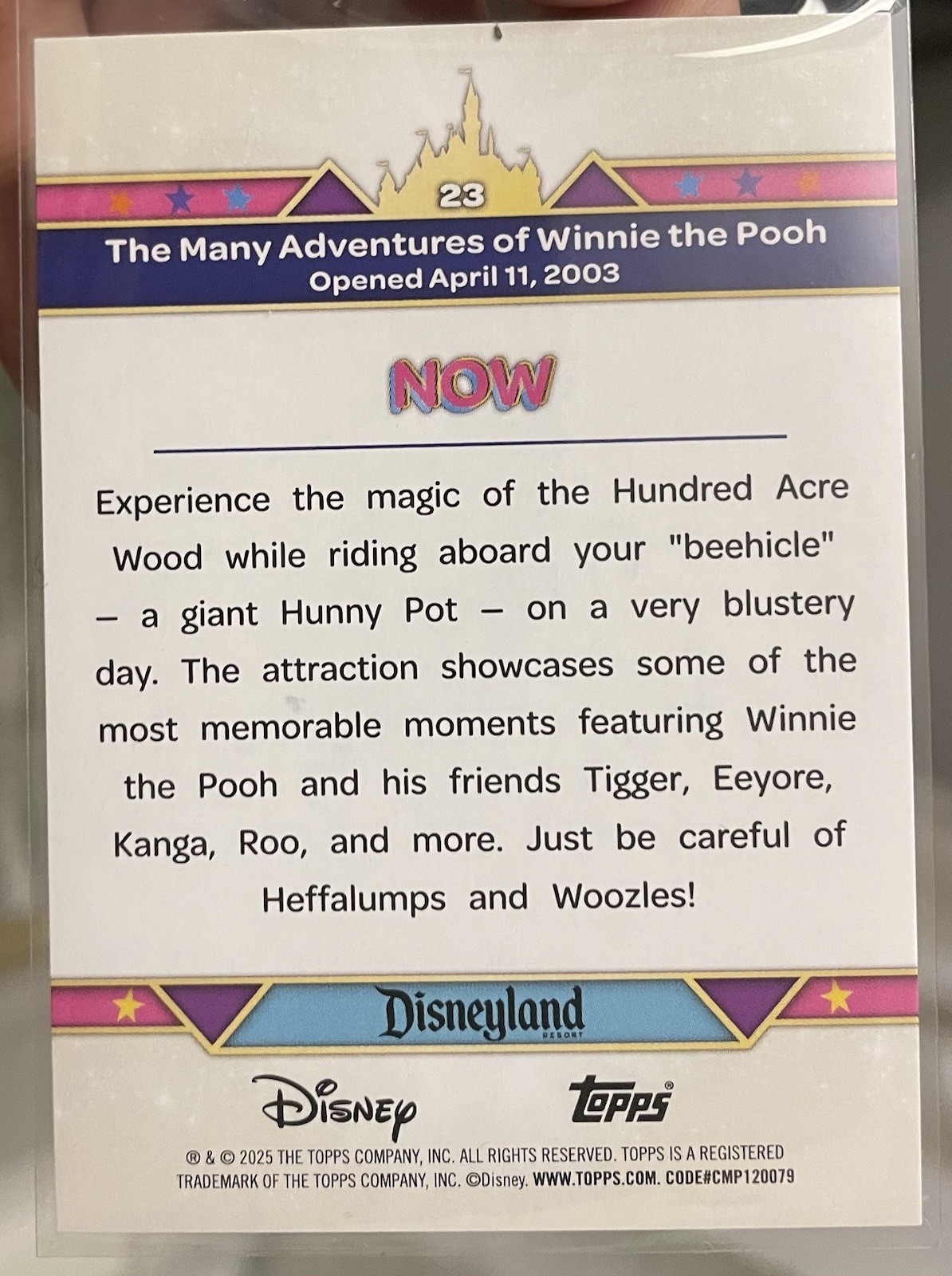 Winnie The Pooh- GOLD Card 2025 Topps Disneyland 70th Anniversary 19/55