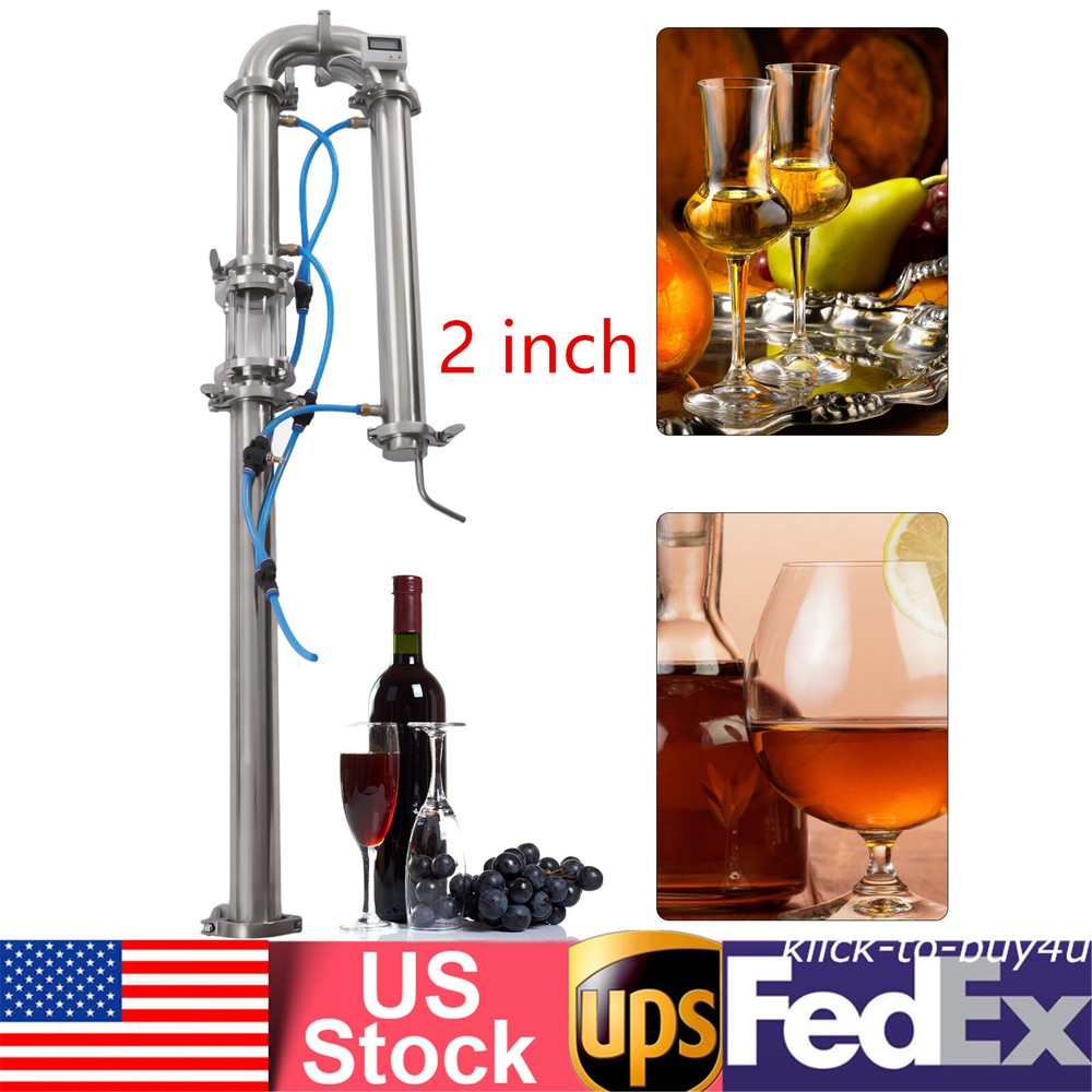 2" in Stainless Still Moonshine Reflux Distilling Column Brew Wine Making Tool