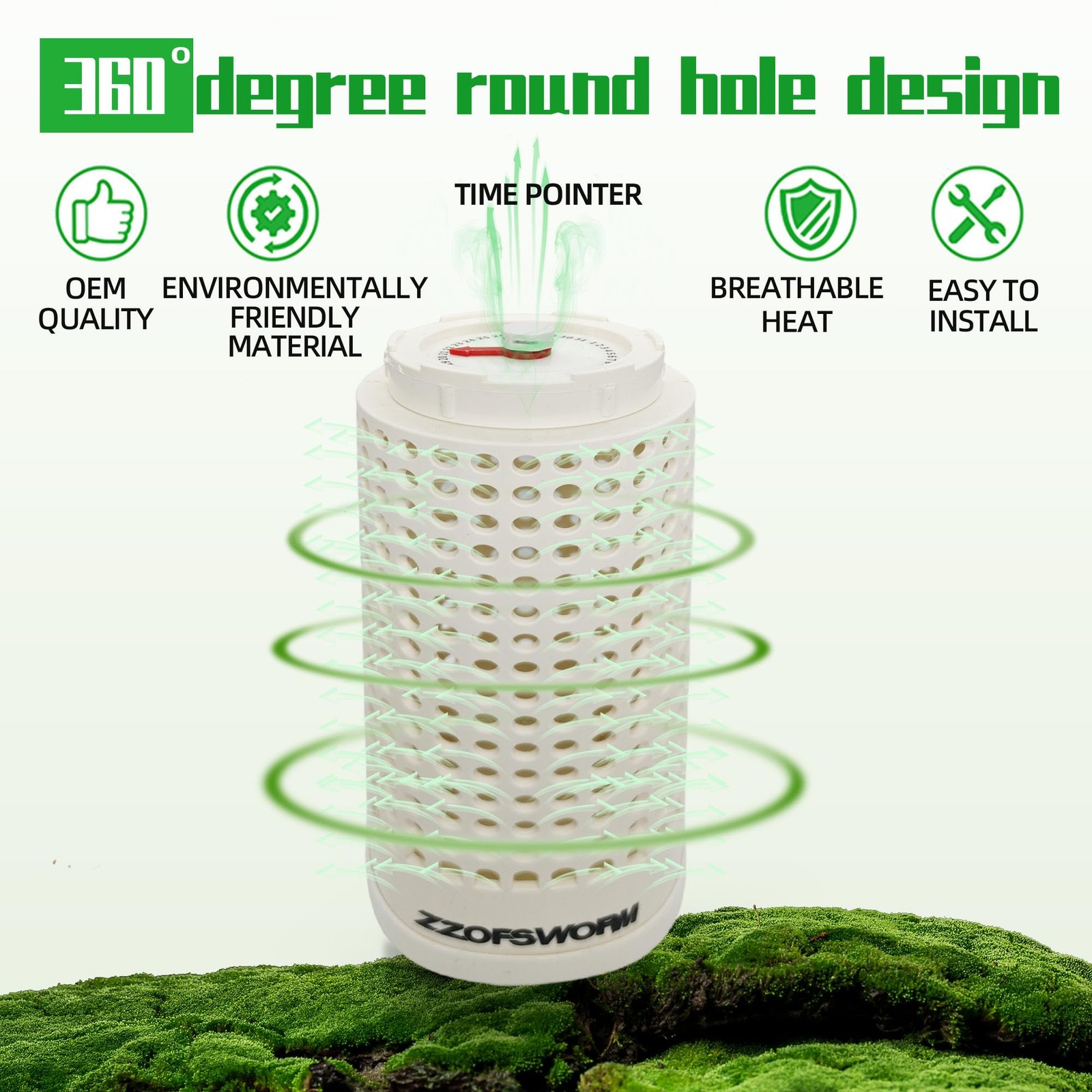 Inground Worm Farm Compost Bin Outdoor with Time Pointer for Small, white