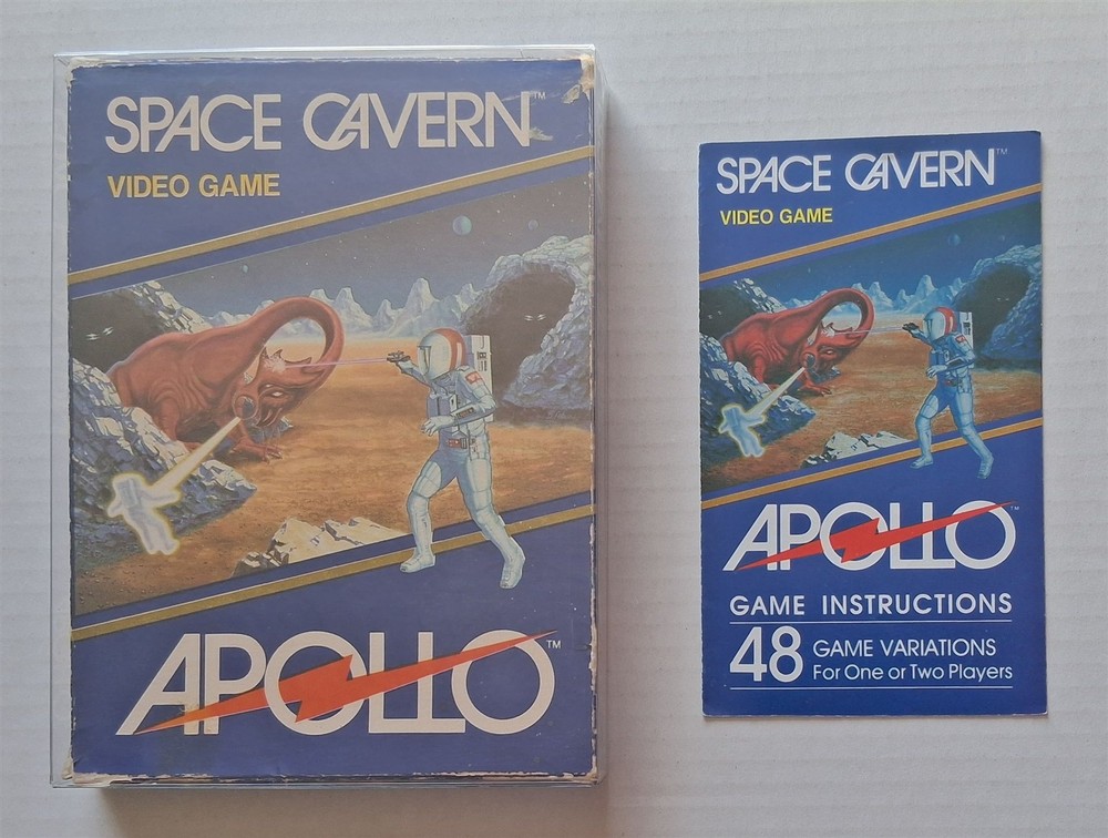 Atari 2600 - original box, manual, clear case for Space Cavern (Apollo)