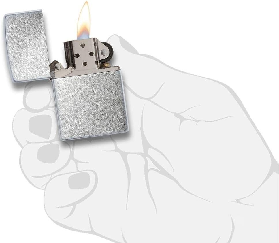 Zippo Lighter- Personalized Message Brushed Chrome Herringbone Sweep #24648