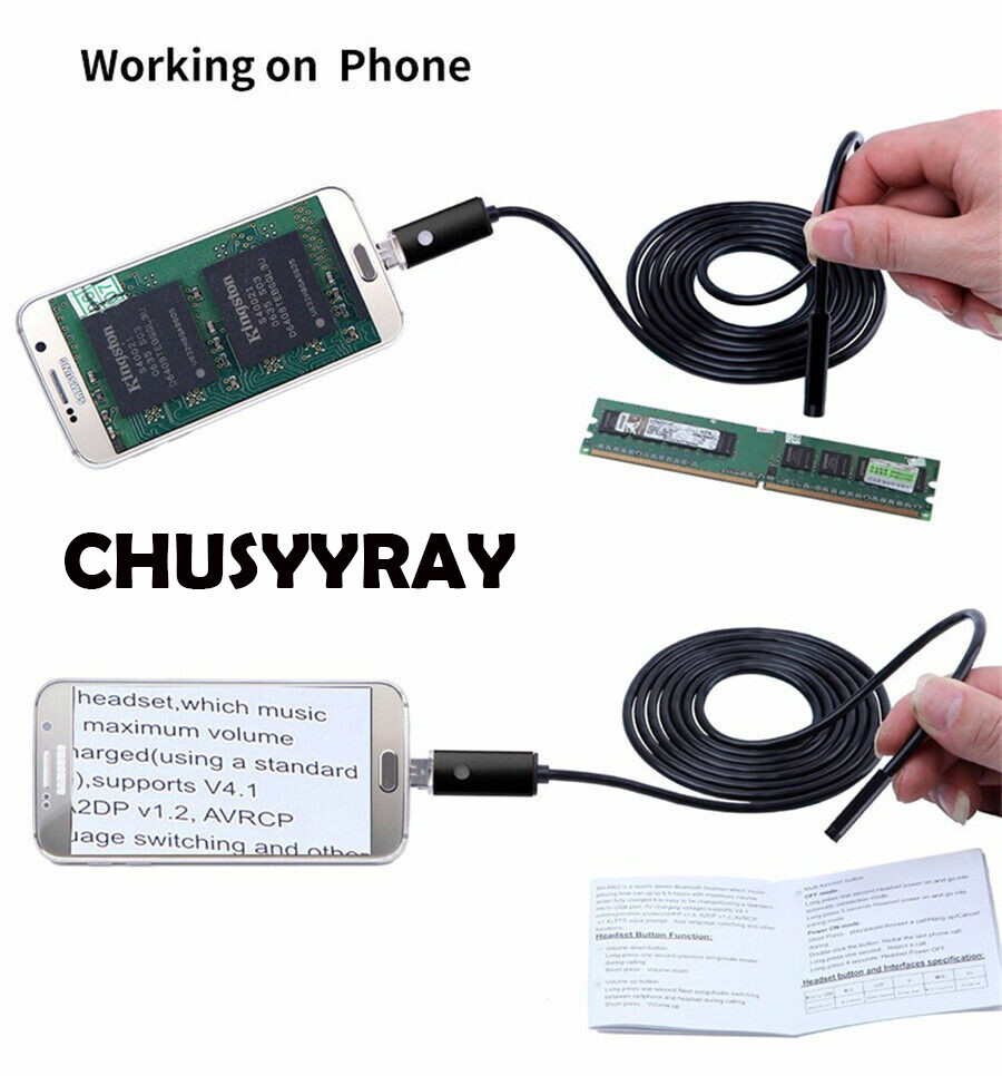 1M 6 LED USB Waterproof Endoscope Borescope Snake Video Camera for PC & Android