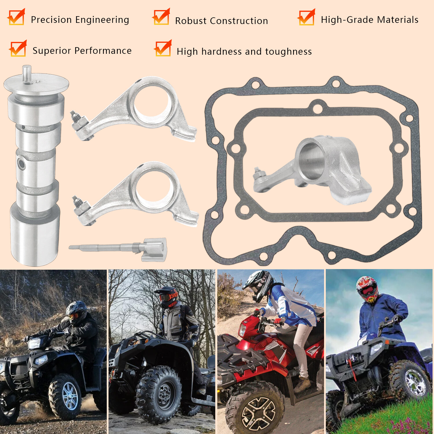 Camshaft & Rocker Arms w/Gasket Kits for Polaris Ranger 400 500 Scrambler 500