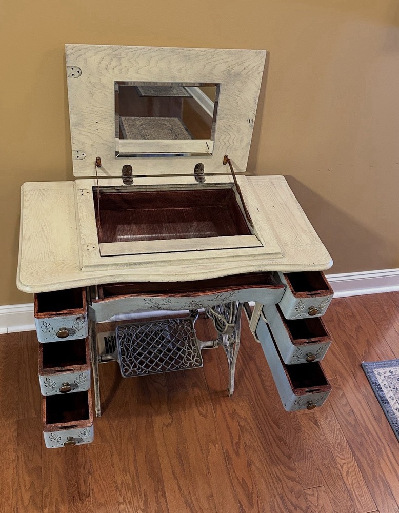 antique vanity desk with mirror