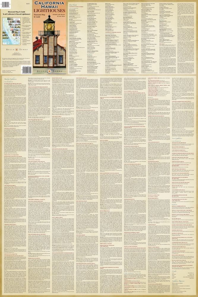 California & Hawaii Lighthouses Illustrated Map & Guide