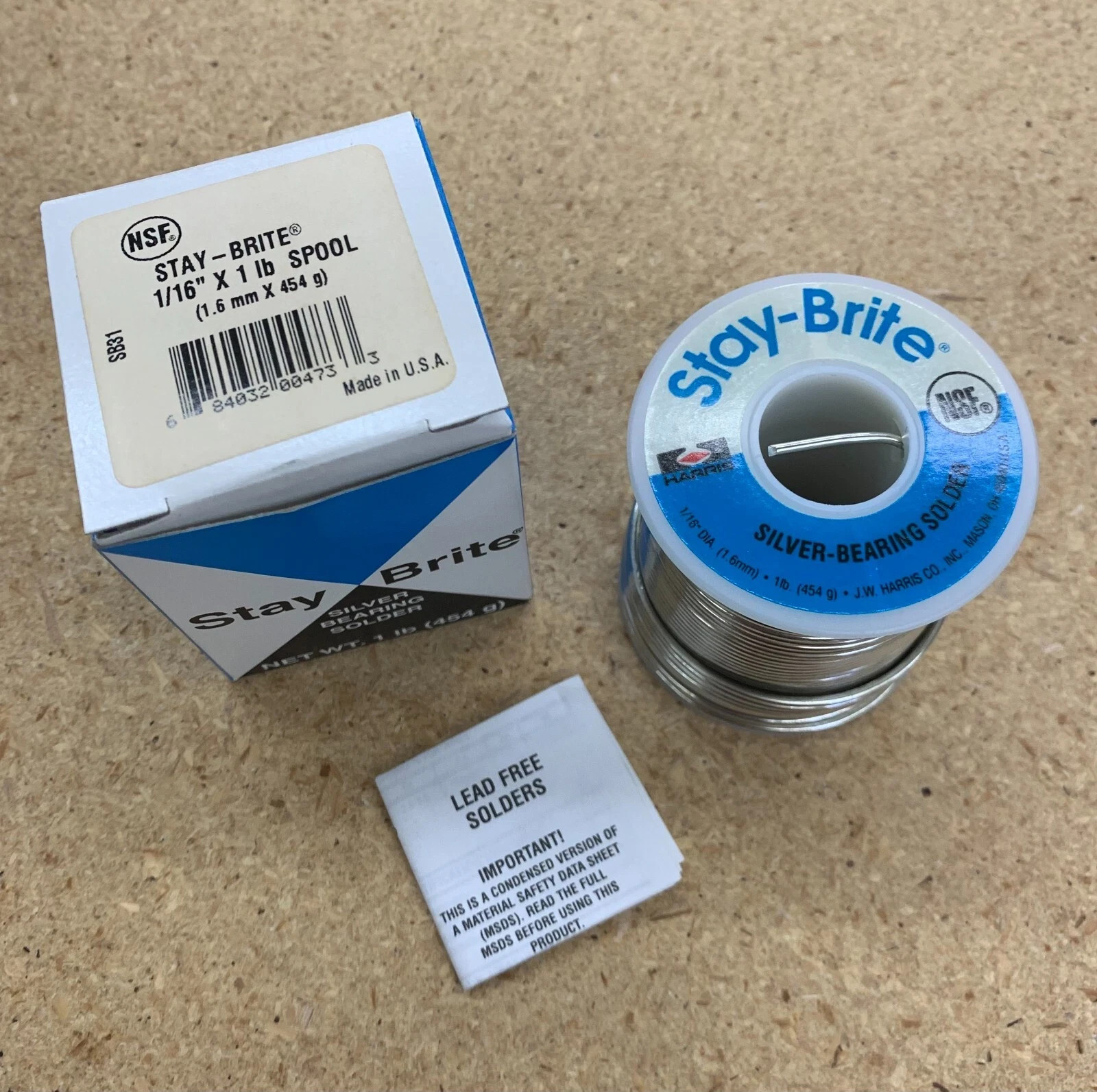 NEW Harris Stay-Brite Silver Bearing Solder 1/16" diameter silver solder