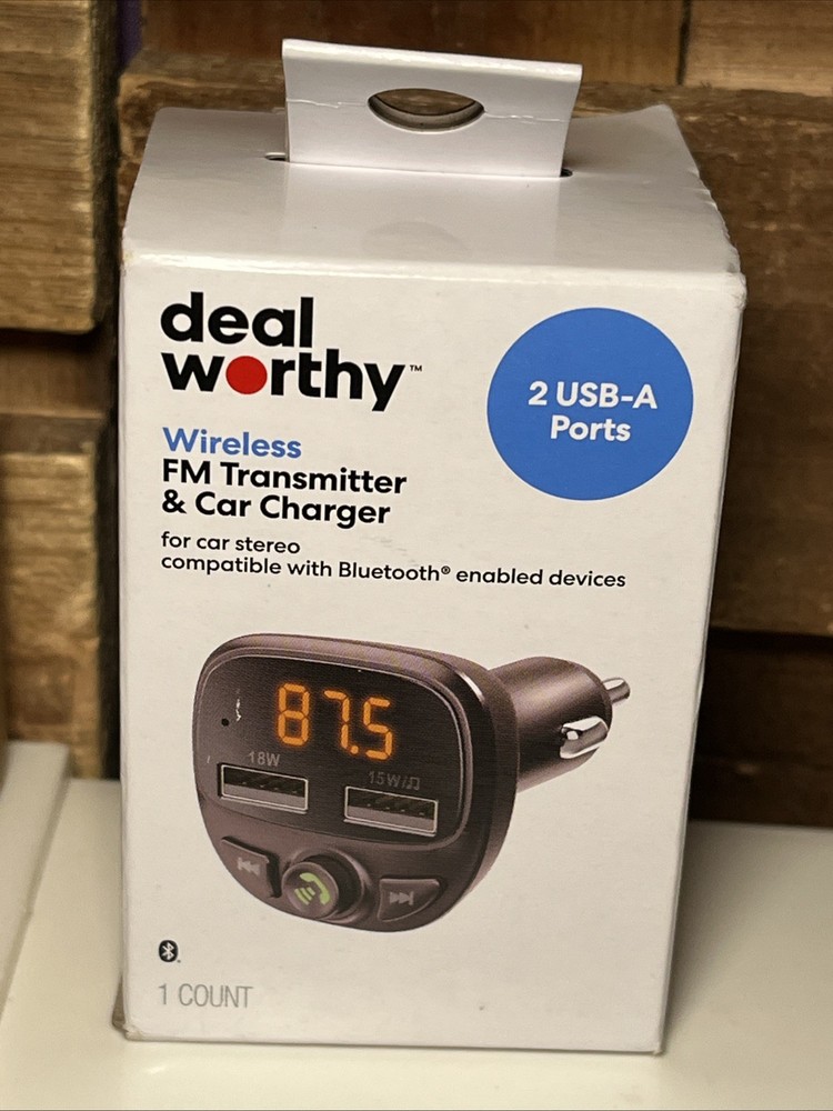 deal worthy Wireless Bluetooth FM Transmitter & Car Charger w/ 2 USB Ports