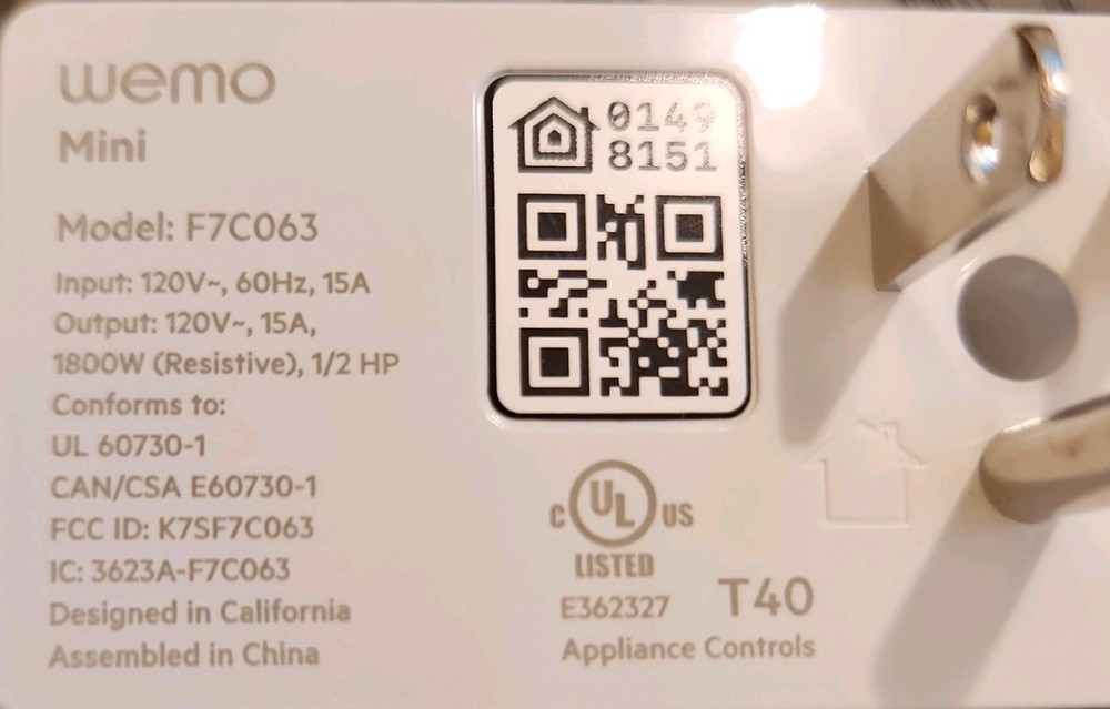 2x Wemo Mini Smart Outlet Plug F7C063