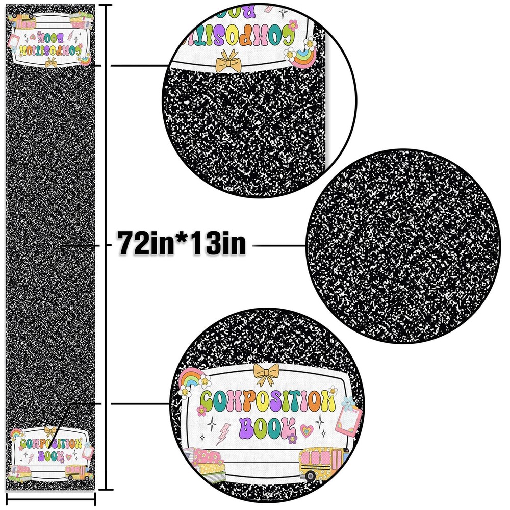 Composition Notebook Table Runner Back To School Party Decoration Classroom