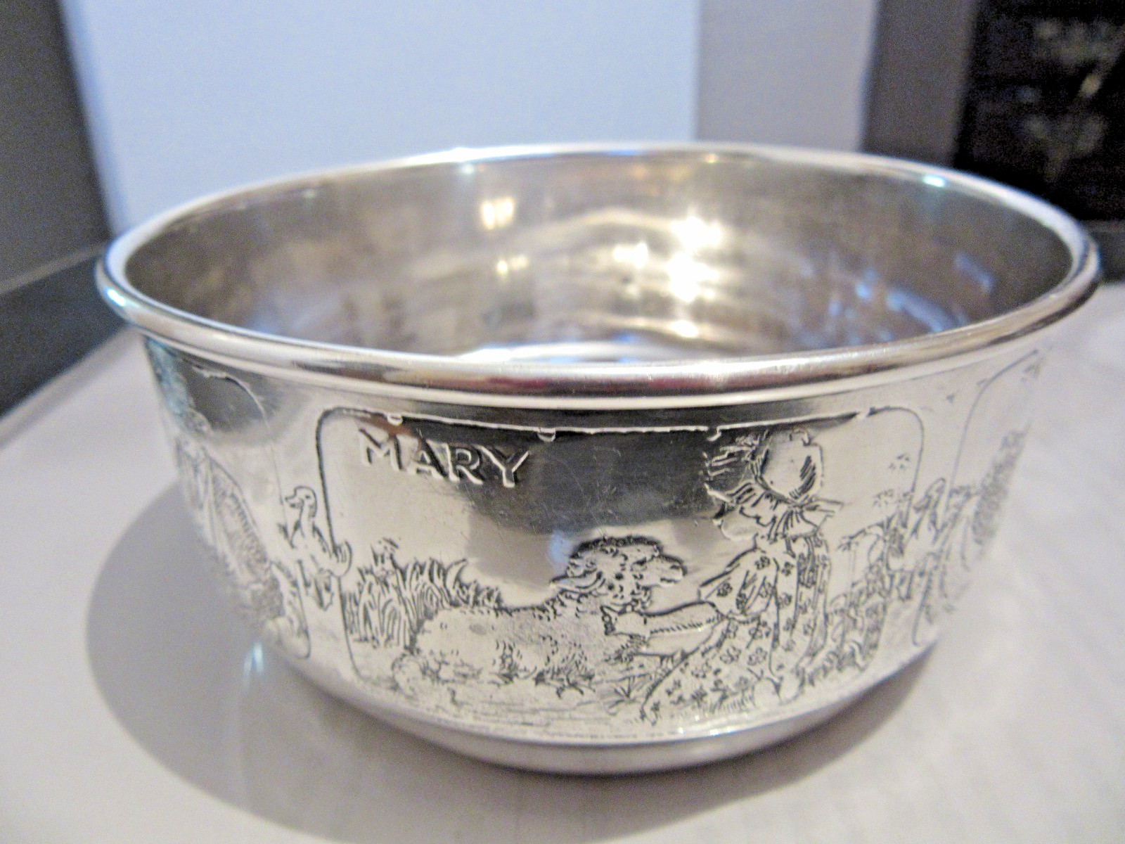 Kerr Sterling 1399 Baby Child Bowl With Engraved Stories Nursery Themes 5.1 Oz