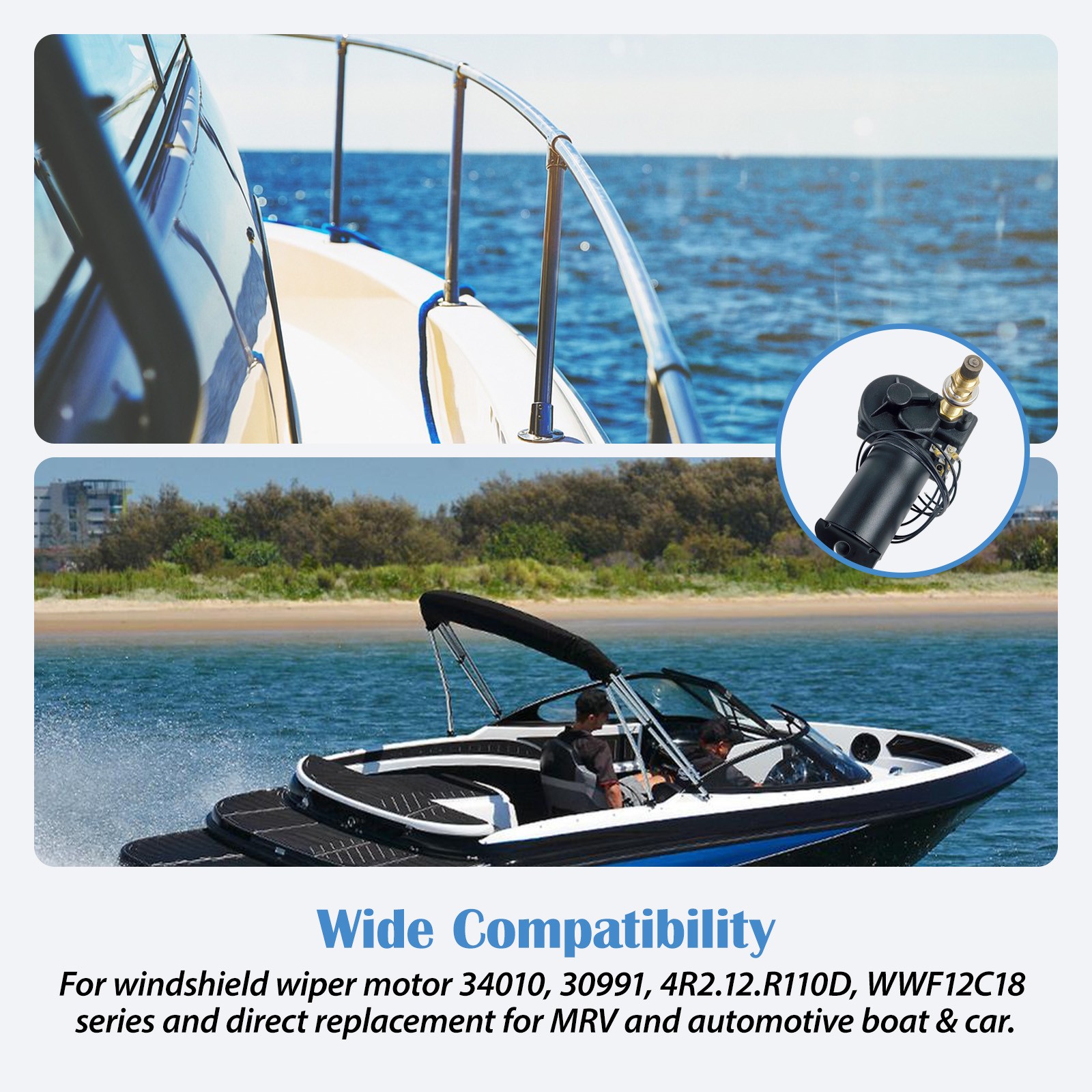 MARINE HEAVY DUTY 2.5" 12V 2-SPEED WIPER MOTOR