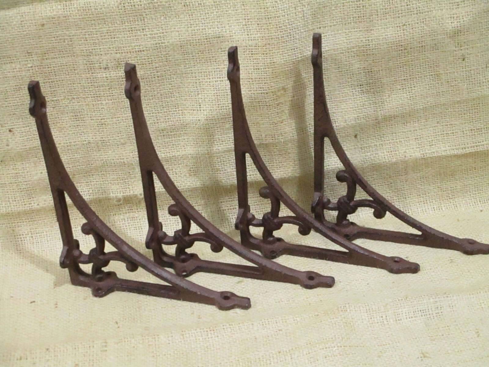4 Shelf Brackets Corbels Wall Cast Iron Rustic Farmhouse 7 1/2" X 6 1/4" Braces