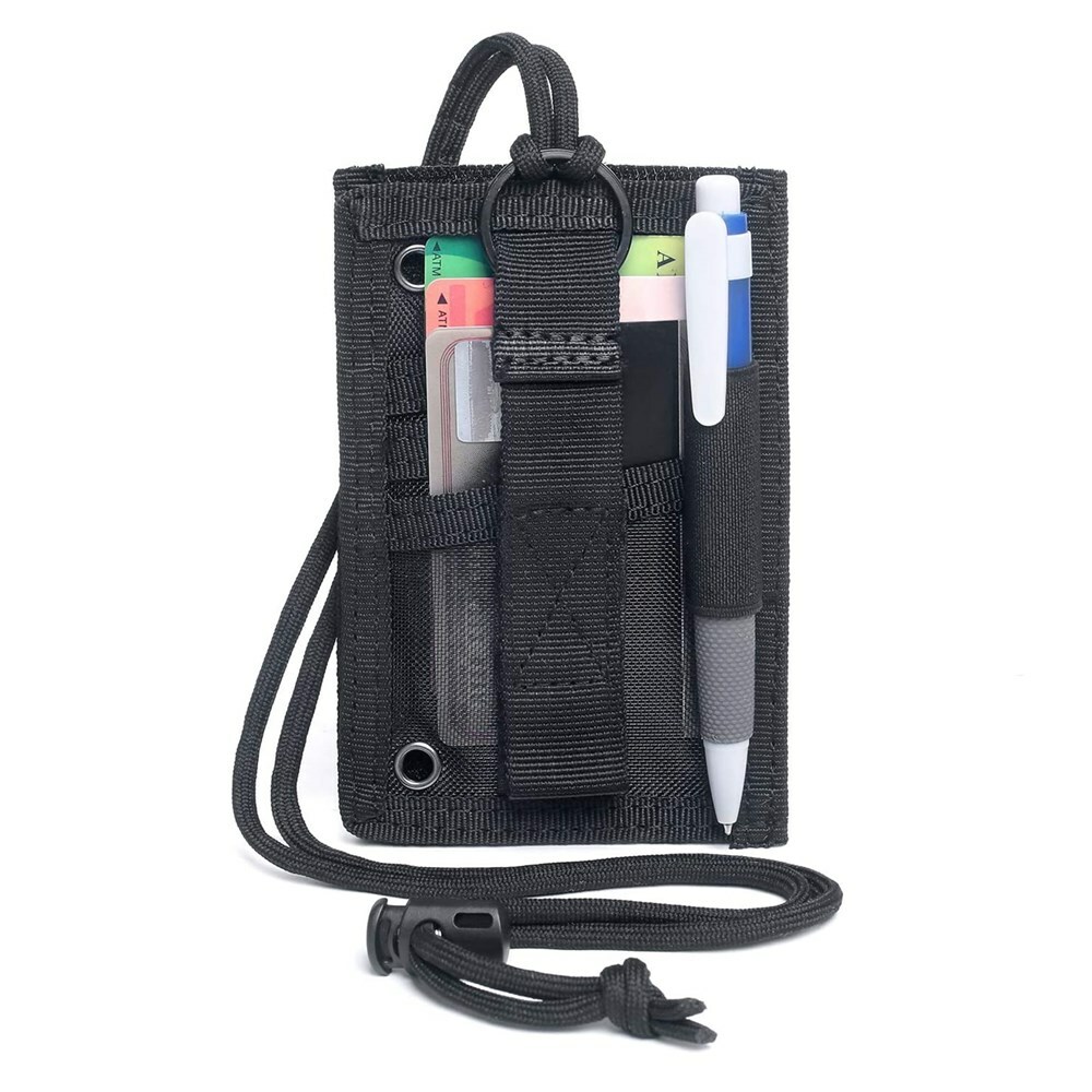 Tactical ID Card Holder Organizer with Neck Lanyard Hook&Loop Patch Badge Holder
