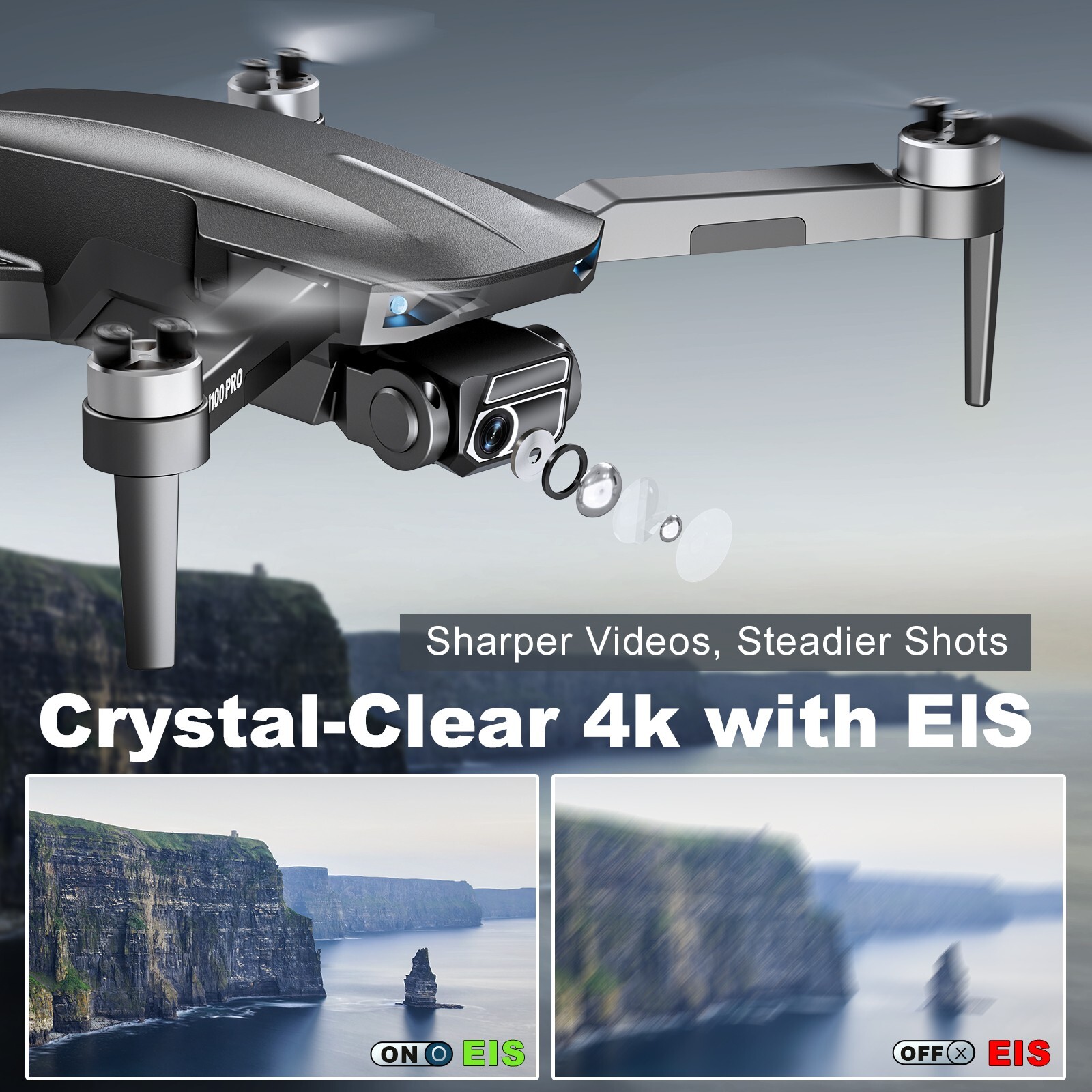 4K Drone With Camera Quadcopter GPS WIFI 50 Mins Flight Time Brushless Motor