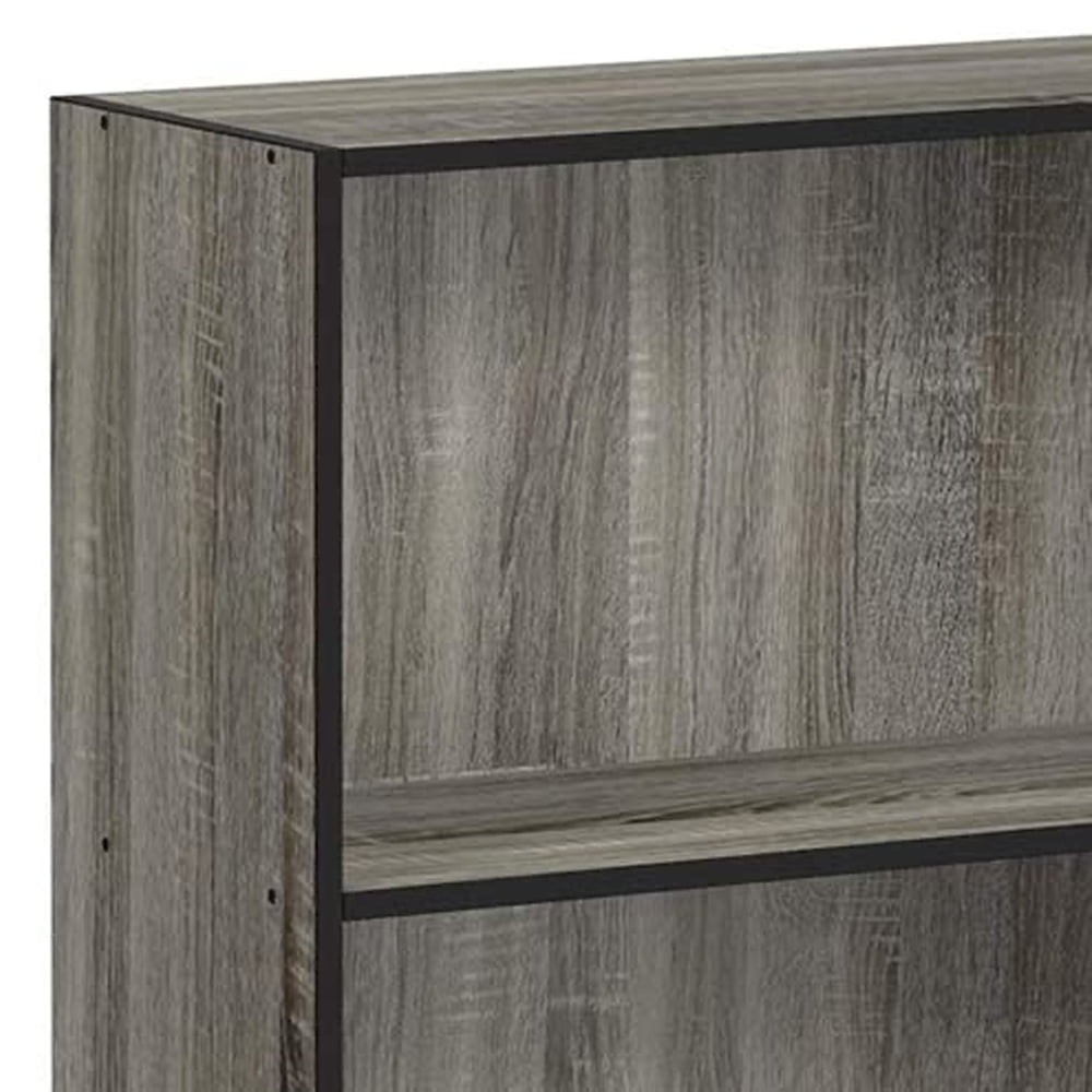 Basic 3-Tier Bookcase Storage Shelves French Oak Grey/Black