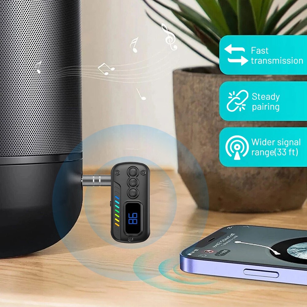 Bluetooth Receiver 3.5mm AUX Car Adapter Wireless Audio Receiver for Home Stereo