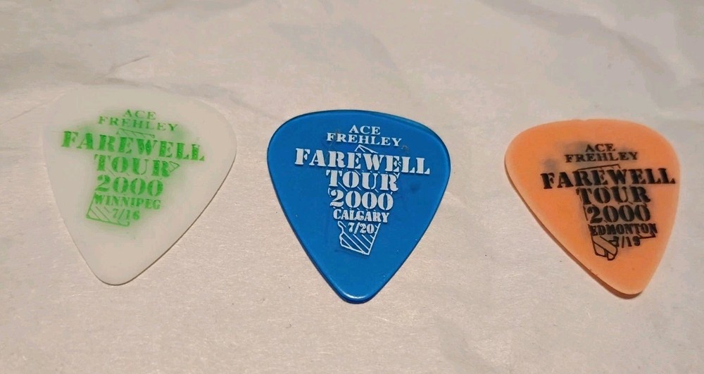 Kiss Ace Frehley Farewell Guitar Picks Canada 2000 3 Different Cities
