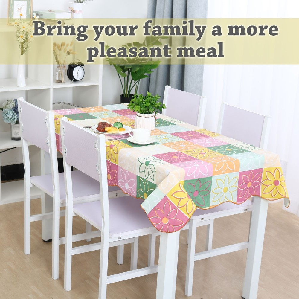 Vinyl Tablecloth Rectangle 41" x 60" Plaid Flower Pattern Water