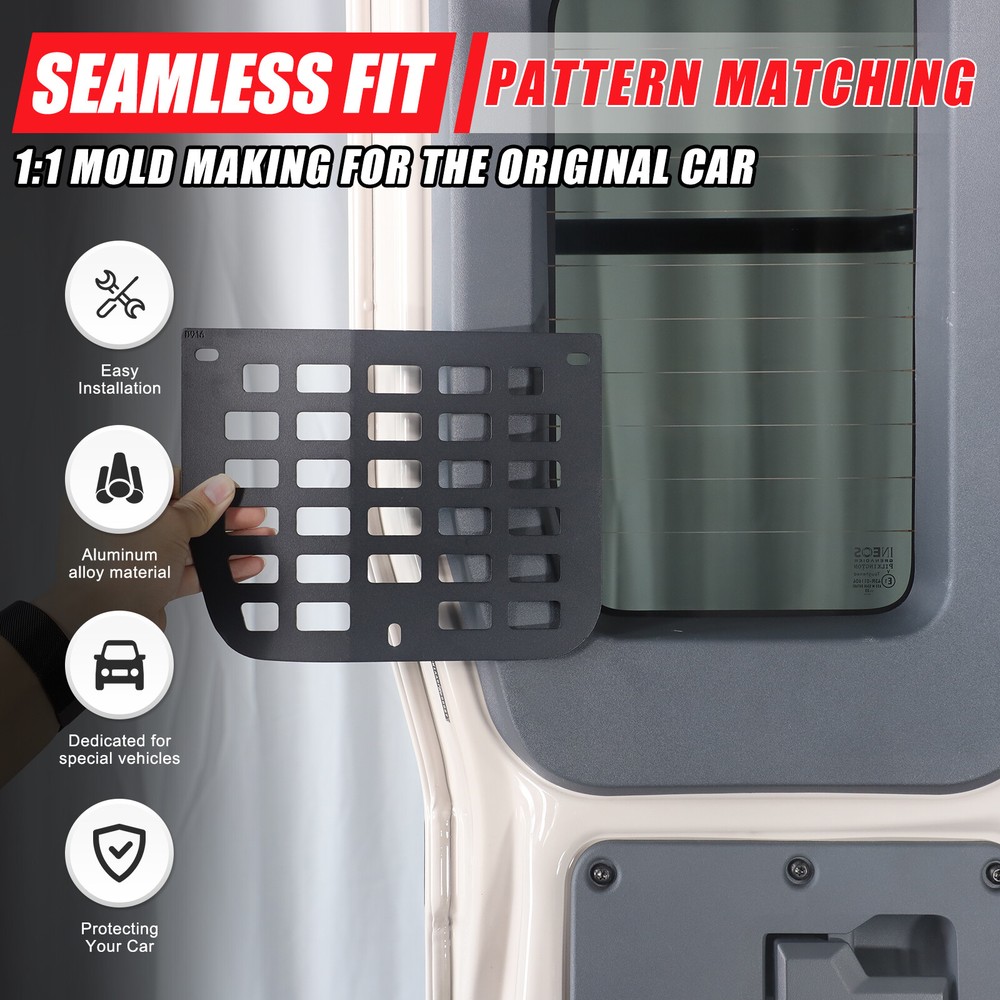 Tailgate Left Side Window Storage Fence Molle Panel Rack For INEOS Grenadier 20+