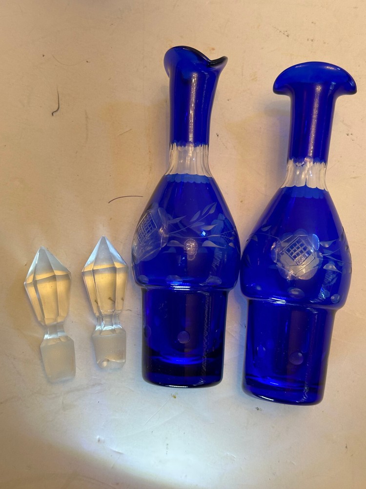 COBALT CUT TO CLEAR CONDIMENT, CASTER SET