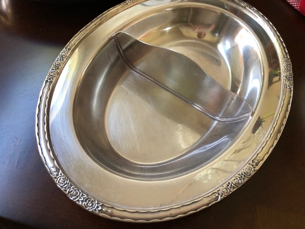 VTG Amille International Silver Co Silver plate Divided Covered Bowl dish