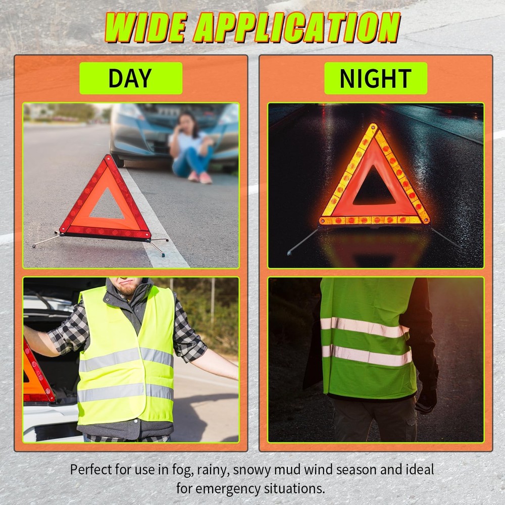 FLKQC Warning Triangles Safety Triangle Emergency Kit Foldable Reflective...