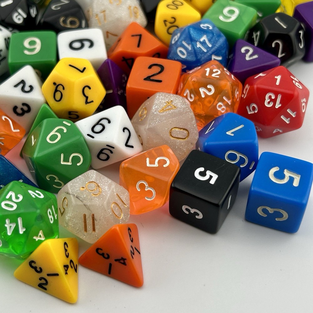 100+ Mixed Polyhedral RPG Dice Acrylic D4–D20 2010s–20s Assorted 5/8"
