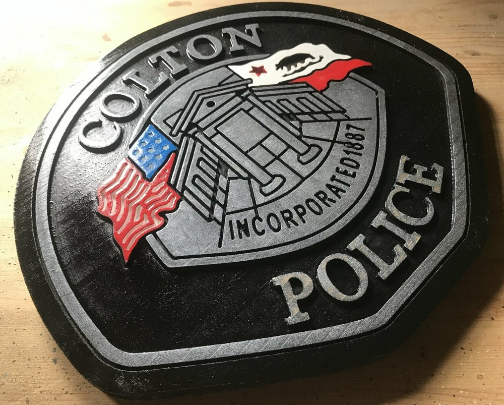 Police Colton 3D routed wood patch plaque Sign Custom