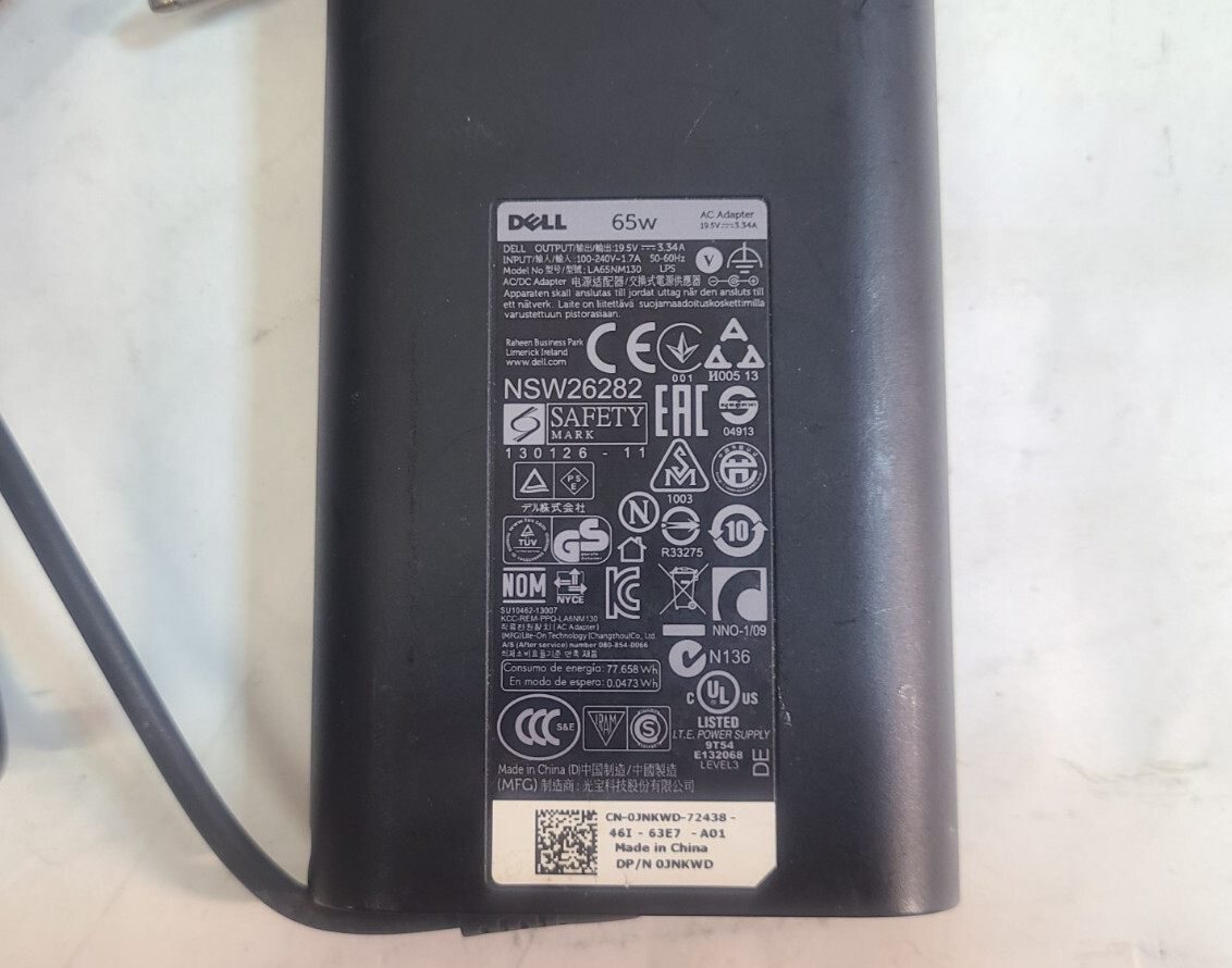 Mixed Lot of 10 Dell 65w LA65NM130 HA65NM130 Slim AC Adapters