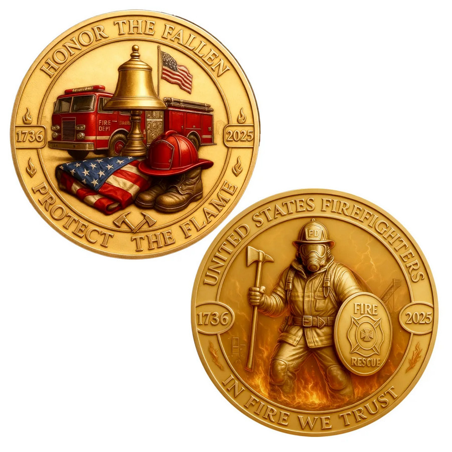 Fire Protect The Flame Coin First Responder Collectable Commemorative 1-pc