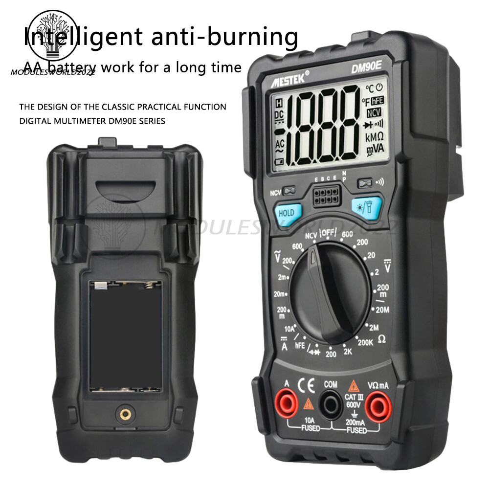 DM90E Digital Multimeter Auto Intelligent Tester AC/DC Voltage Meter 1999 counts