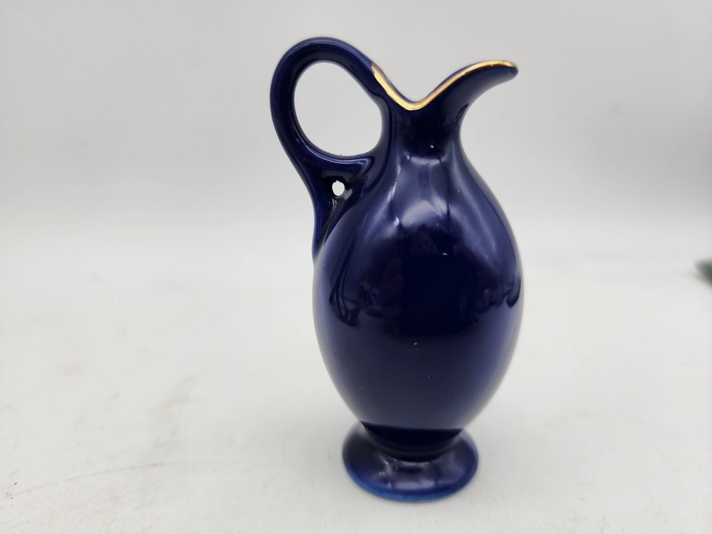 Vtg Colbalt Blue Pitcher London Souvenir Mini