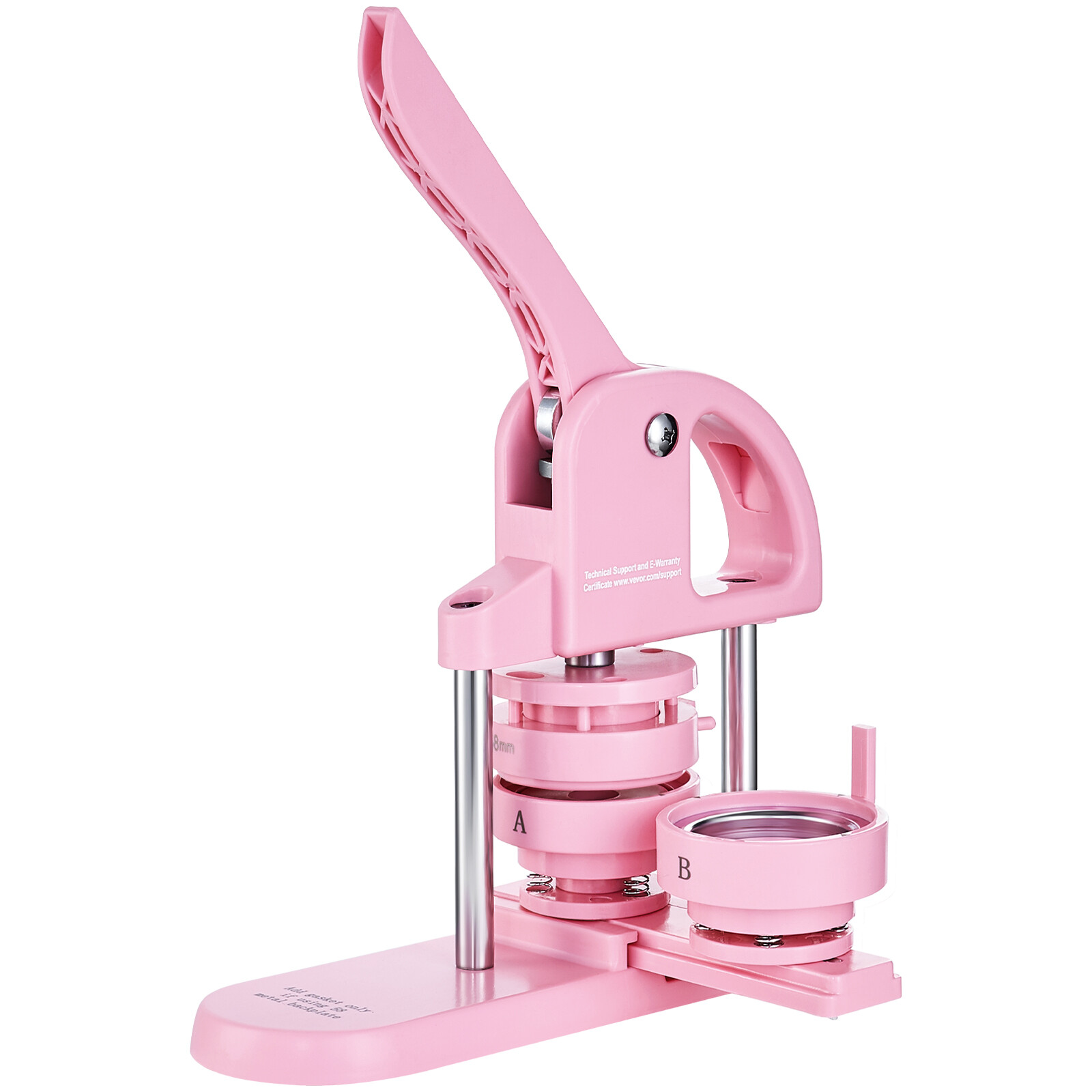 VEVOR Button Maker Machine Pin Badge Maker 1/1.25/2.28 inch 3-in-1 Pink for DIY