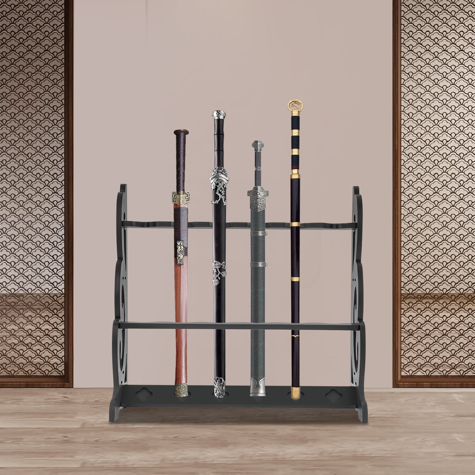 6 Hole Vertical Sword Sword Display Stand Adjustable Large Floor Sword Holder