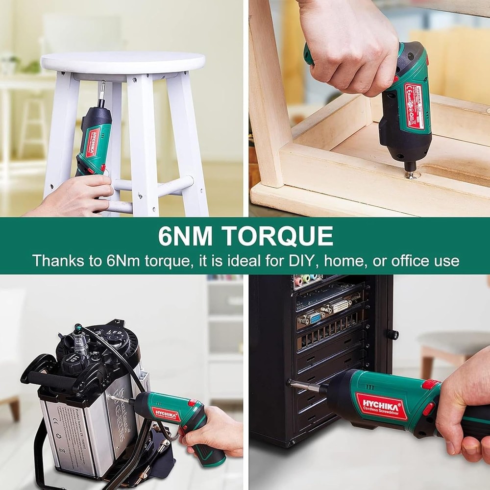 Lightweight & Ergonomic Cordless Screwdriver - 6N.m Torque for DIY Projects